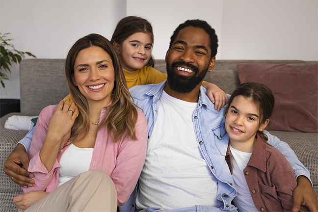 happy family on counch